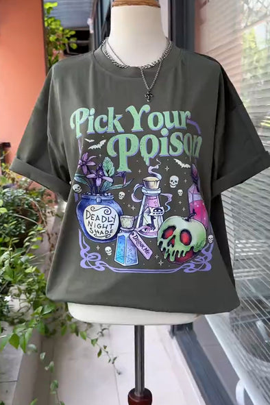 Women Round Neck Halloween Element Printed Casual Top