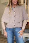 Women Round Neck Button-down Layered Casual Cardigan