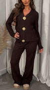 Women Button-down Top + Pants Casual Suit