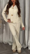 Women Button-down Top + Pants Casual Suit