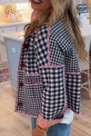 Women Round Neck Printed Reversible Casual Jacket