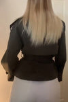Women Stand Collar Waist Solid Color Temperament Casual Jacket