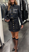 Women Lapel Button-down Top + Skirt Temperament Casual Suit