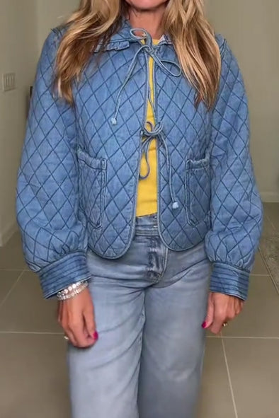 Women's Denim Lapel Tie Jacket