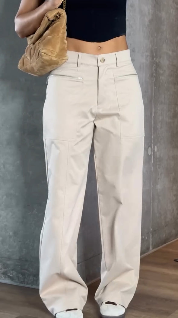 Women Double Zipper Casual Pants