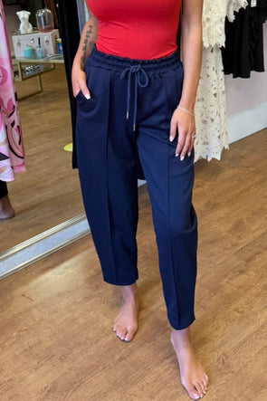 Women Drawstring Solid Color Casual Pants