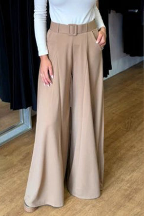 Women Solid Color Wide-leg Casual Pants