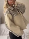 Women Lapel Printed Patchwork Casual Jacket