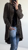 Womens Round Neck Button-down Printed Casual Cardigan