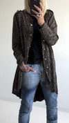 Womens Round Neck Button-down Printed Casual Cardigan