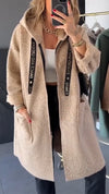 Womens Hooded Drawstring Casual Coat
