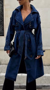 Women Lapel Double-Breasted Temperament Casual Denim Jacket