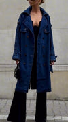Women Lapel Double-Breasted Temperament Casual Denim Jacket