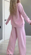 Women Solid Color Loose Casual Suit