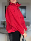 Womens Stand Collar Buttoned Casual Jacket