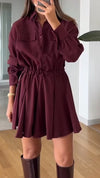 Women Lapel Patchwork Casual Dress