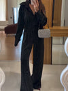 Elegant Hotfix Rhinestone Wide Leg Jumpsuit