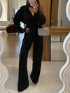 Elegant Hotfix Rhinestone Wide Leg Jumpsuit