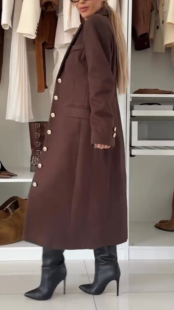 Ladies Lapel Buttoned Temperament Casual Coat