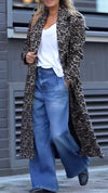 Women Lapel Printed Casual Coat