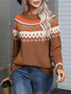 Ladies Round Neck Printed Casual Sweater