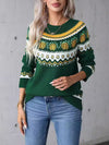 Ladies Round Neck Printed Casual Sweater