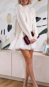 Women High-neck Knitted Patchwork Elegant Casual Dress