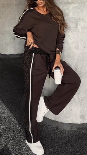 Women Round Neck Printed Casual Suit