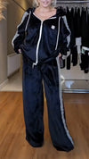 Women Hooded Vertical Striped Casual Suit