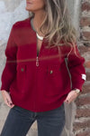 Women Round Neck Zipper Casual Jacket