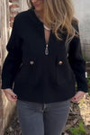 Women Round Neck Zipper Casual Jacket