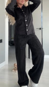 Women Lapel Buttoned Plush Casual Suit