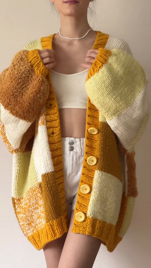 Women Plaid Knitted Casual Cardigan