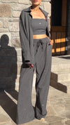 Women Rhinestone Casual Three-piece Suit