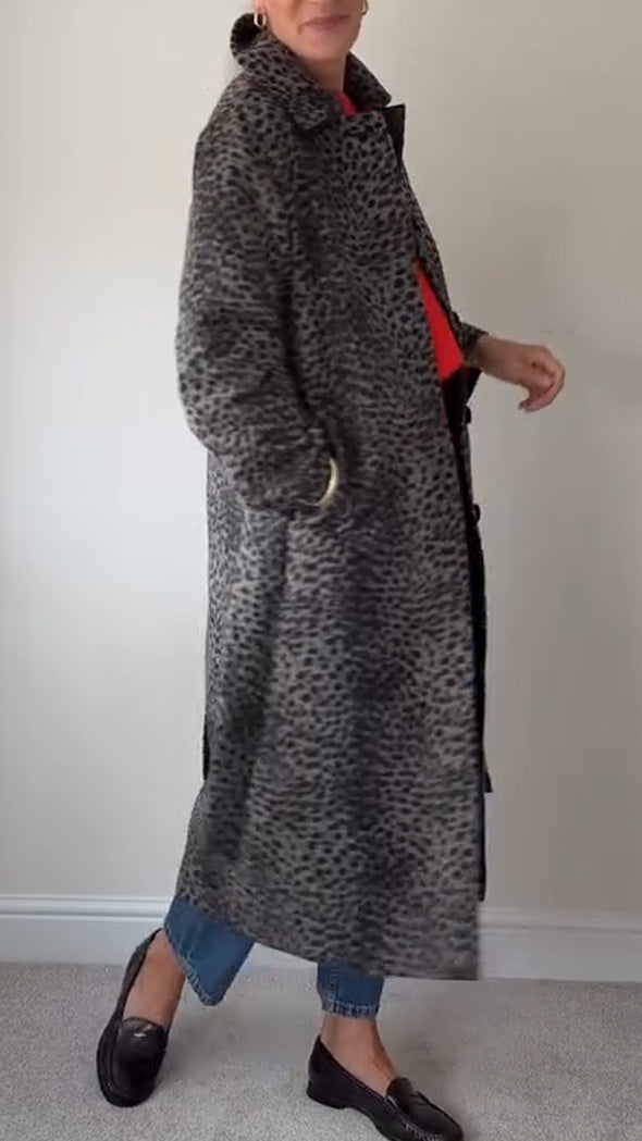 Women Lapel Printed Temperament Casual Windbreaker Jacket