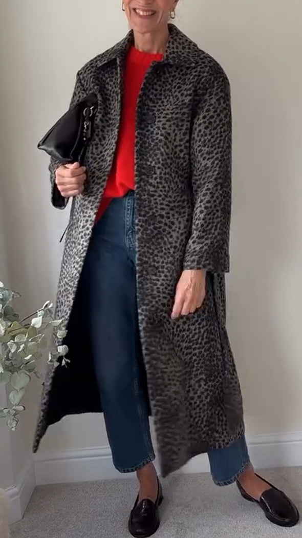 Women Lapel Printed Temperament Casual Windbreaker Jacket