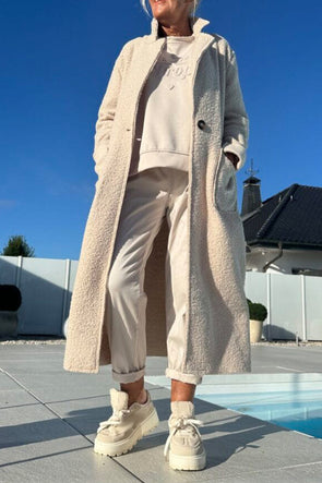 Women Standing Collar Plush Temperament Casual Long Coat