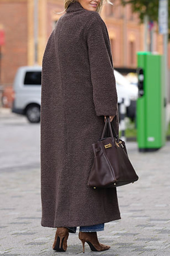 Women Solid Color Woolen Temperament Casual Coat