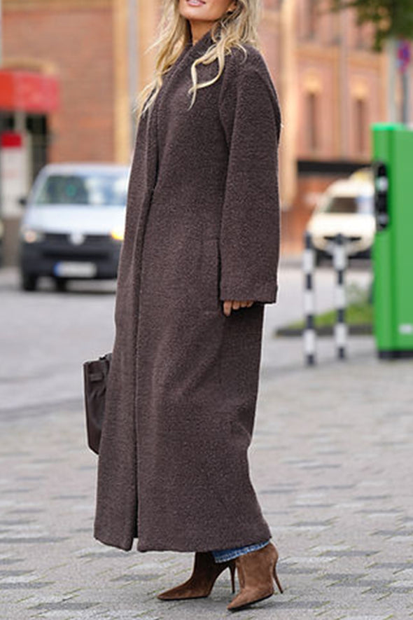 Women Solid Color Woolen Temperament Casual Coat