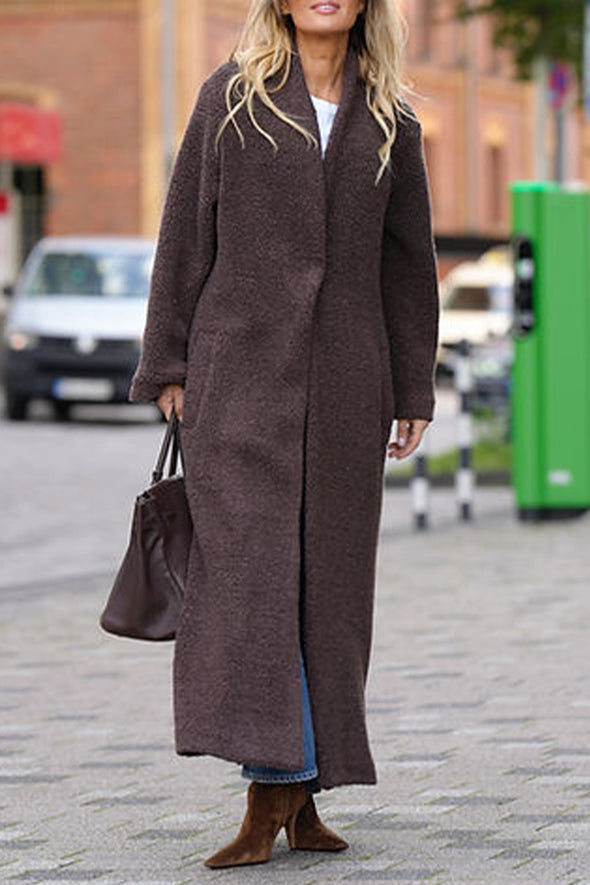 Women Solid Color Woolen Temperament Casual Coat