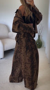 Ladies Round-neck Printed Jacket + Pants Temperament and Casual Set
