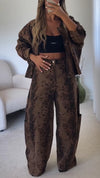 Ladies Round-neck Printed Jacket + Pants Temperament and Casual Set