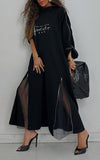 Women Round-neck Stitched Mesh Zipper Casual Dress
