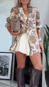 Women Lapel Printed Temperament Casual Jacket