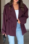 Women Lapel Double-breasted Temperament Casual Windbreaker Jacket