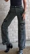 Ladies Spliced Multi Pocket Casual Pants