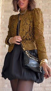 Ladies Round Neck Printed Hollowed Out Casual Jacket