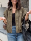 Ladies Collar Zipper Solid Color Casual Temperament Jacket