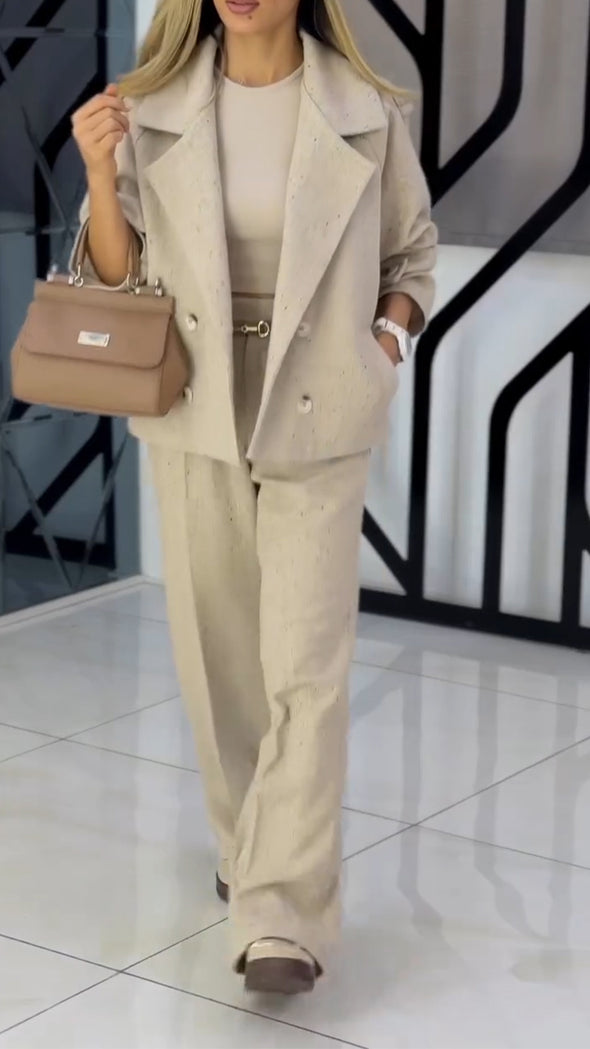 Women Lapel Jacket + Pants Temperament Commuter Suit