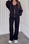 Women Fashion Contrast Color Stitching Jacket + Pants Suit